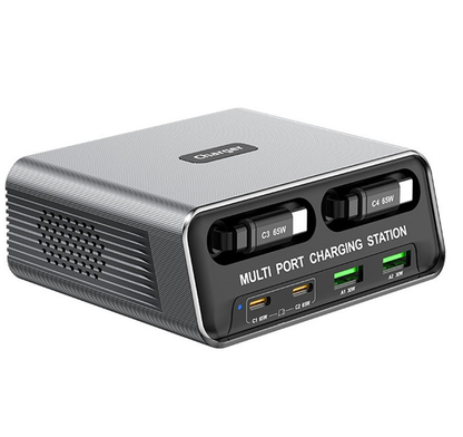 Polnilna postaja z USB-C kablom OEM WLX-60C, 130W, 2 x USB-A - 2 x USB-C, Siva