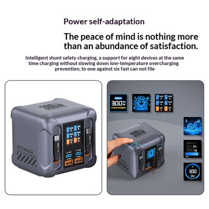 Polnilna postaja z USB-C kablom OEM HW866, 300W, 5A, 2 x USB-A - 2 x USB-C, Siva