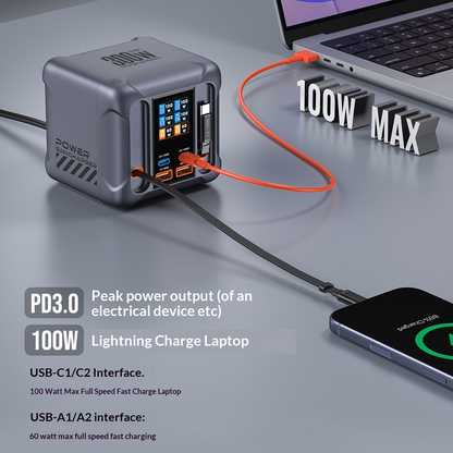 Polnilna postaja z USB-C kablom OEM HW866, 300W, 5A, 2 x USB-A - 2 x USB-C, Siva