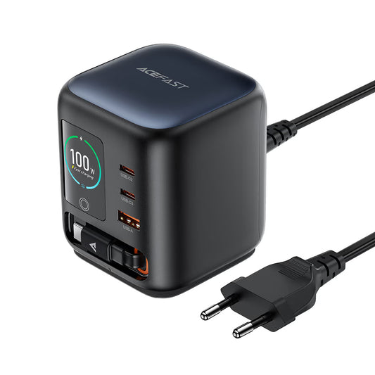 Polnilna postaja z USB-C kablom Acefast Z10, 100W, 1 x USB-A - 2 x USB-C, črna