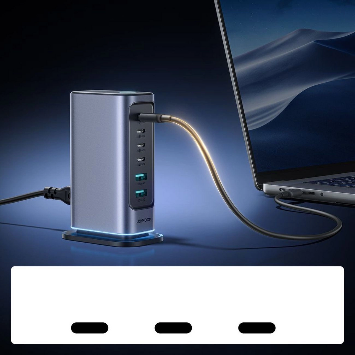 Joyroom JR-TCM02 UK Station Charger, 65W, 3.25A, 2 x USB-A - 4 x USB-C, Gray