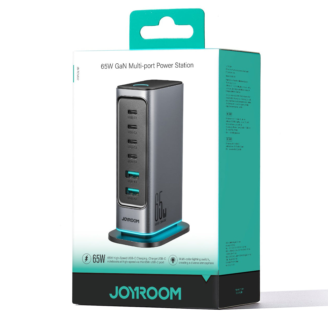 Polnilna postaja Joyroom JR-TCM02, 65W, 3.25A, 2 x USB-A - 4 x USB-C, Siva