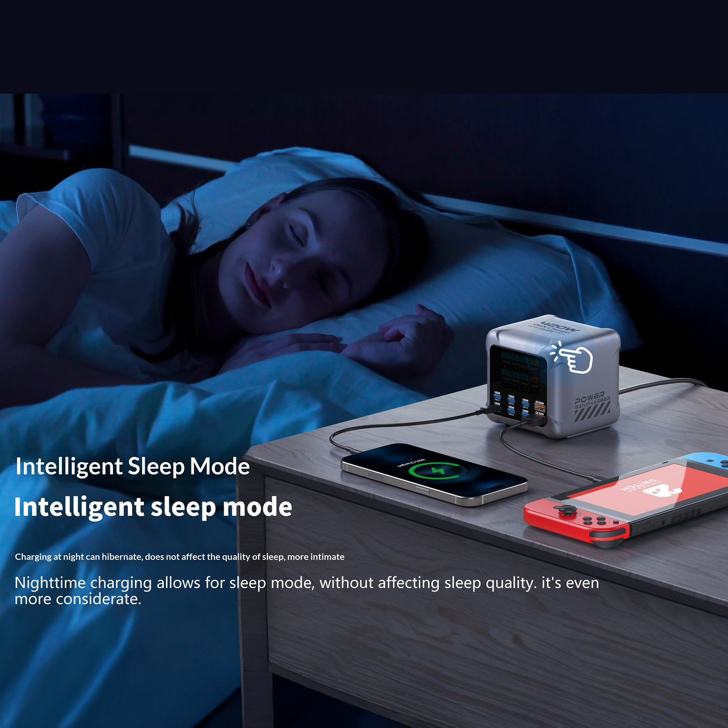 Polnilnik postaje OEM BK-126D, 140W, 5A, 2 x USB-A - 6 x USB-C, Siva