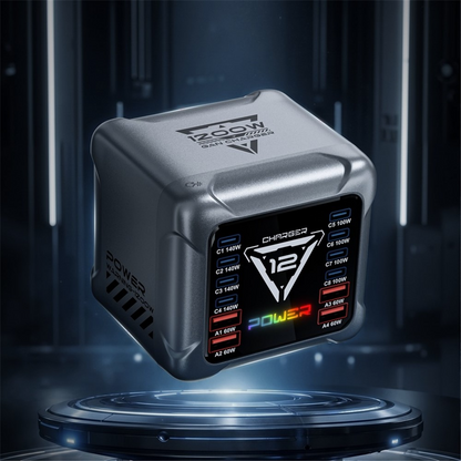 Polnilna postaja OEM BK-127D, 280W, 5A, 4 x USB-A - 8 x USB-C, Siva