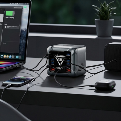 Polnilna postaja OEM BK-127D, 280W, 5A, 4 x USB-A - 8 x USB-C, Siva