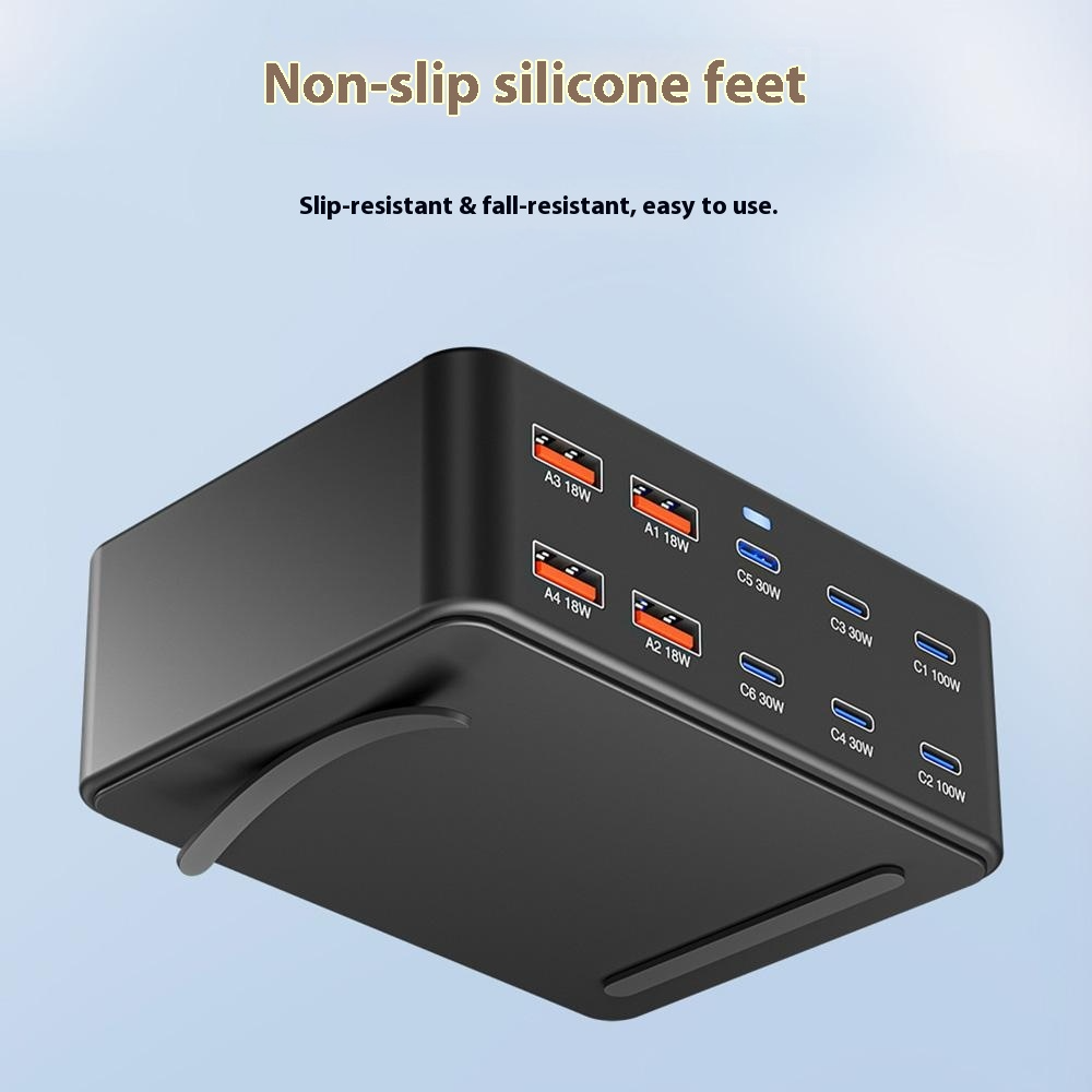 Polnilnik postaje OEM HW66, 330W, 5A, 4 x USB-A - 6 x USB-C, Črn