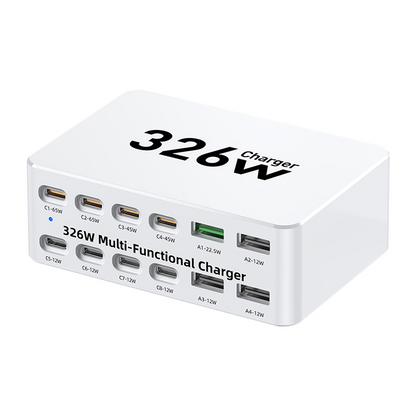 Polnilna postaja OEM WLX-818E, 326W, 3,25A, 4 x USB-A - 8 x USB-C, bela