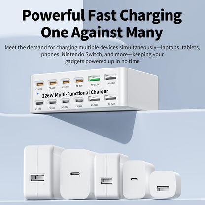 Polnilna postaja OEM WLX-818E, 326W, 3,25A, 4 x USB-A - 8 x USB-C, bela