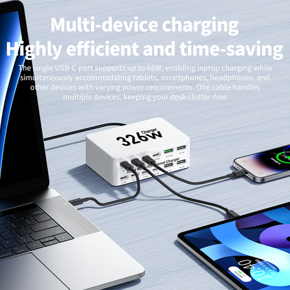 Polnilna postaja OEM WLX-818E, 326W, 3,25A, 4 x USB-A - 8 x USB-C, bela