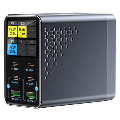 Polnilna postaja OEM WLX-G3, 140W, 5A, 2 x USB-A - 4 x USB-C, Siva