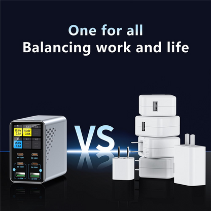 Polnilna postaja OEM WLX-G3, 140W, 5A, 2 x USB-A - 4 x USB-C, Siva