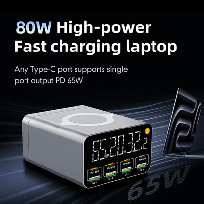 Polnilna postaja OEM WLX-M3 QI, 80W, 4 x USB-A - 4 x USB-C, Siva
