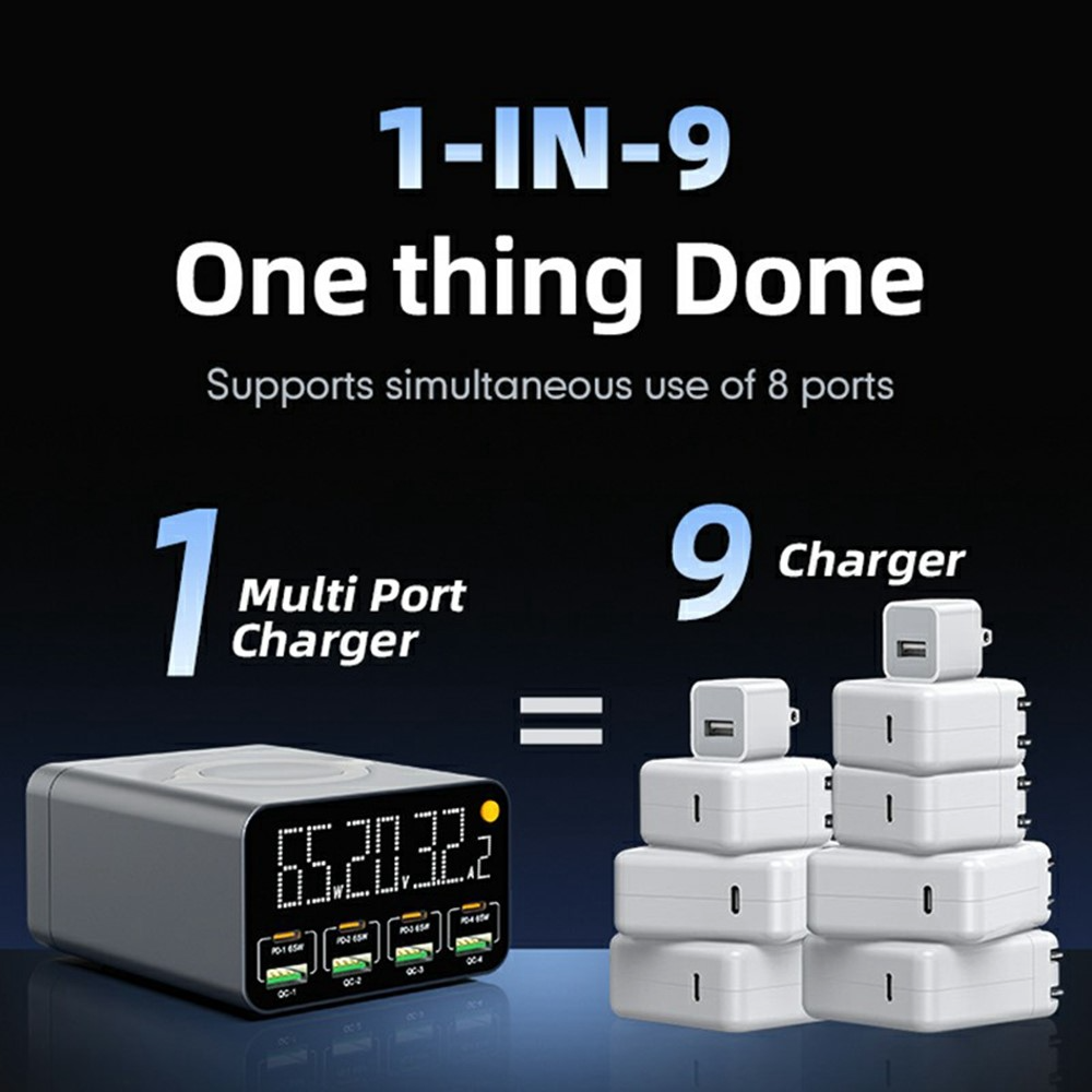 Polnilna postaja OEM WLX-M3 QI, 80W, 4 x USB-A - 4 x USB-C, Siva