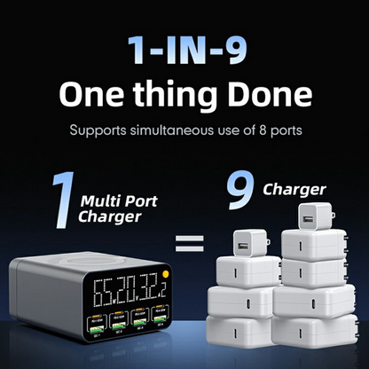 Polnilna postaja OEM WLX-M3 QI, 80W, 4 x USB-A - 4 x USB-C, Siva