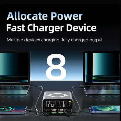 Polnilna postaja OEM WLX-M3 QI, 80W, 4 x USB-A - 4 x USB-C, Siva