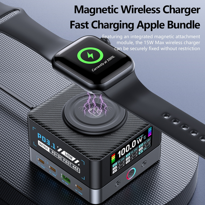 Polnilec postaje OEM WLX-R8A QI, 140W, 5A, 2 x USB-A - 6 x USB-C, Siva