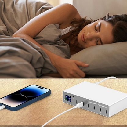 Polnilnik postaje OEM WLX-X6P, 140W, 3A, 6 x USB-C, Srebrn
