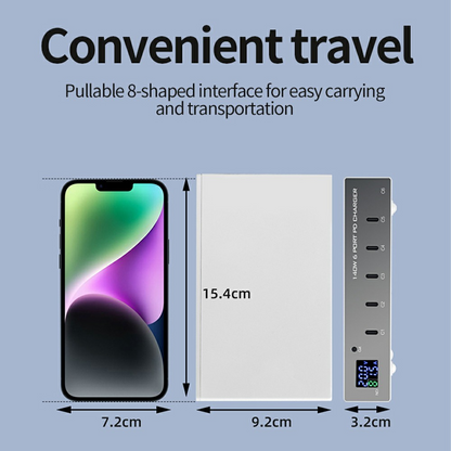 Polnilnik postaje OEM WLX-X6P, 140W, 3A, 6 x USB-C, Srebrn