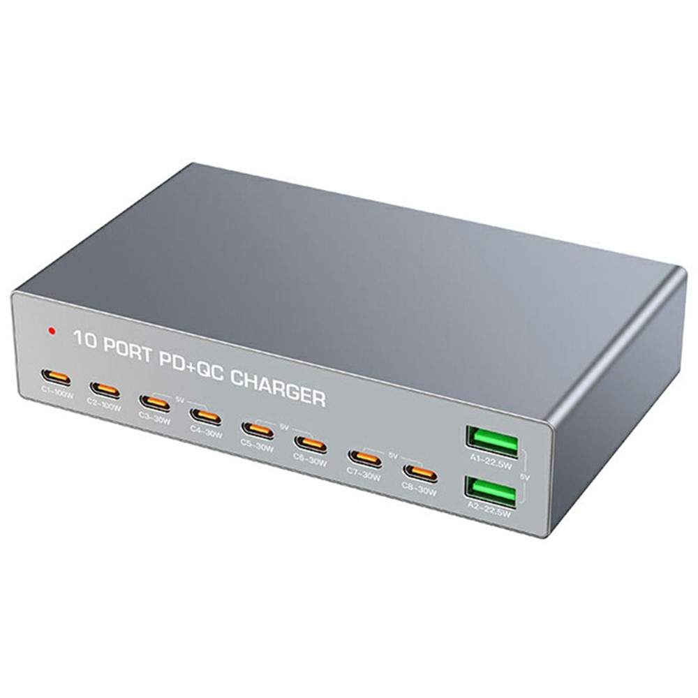 Polnilnik postaje OEM WLX-X6Y, 140W, 5A, 2 x USB-A - 8 x USB-C, Srebrn