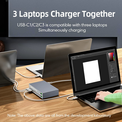 Polnilnik postaje OEM WLX-X6Y, 140W, 5A, 2 x USB-A - 8 x USB-C, Srebrn
