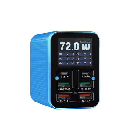 Polnilna postaja Relife Q4, 72W, 5A, 2 x USB-C - 4 x USB-A, Modra