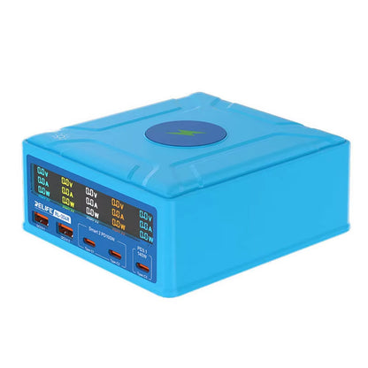 Polnilna postaja Relife RL-304R QI, 260W, 3A, 2 x USB-A - 3 x USB-C, Modra