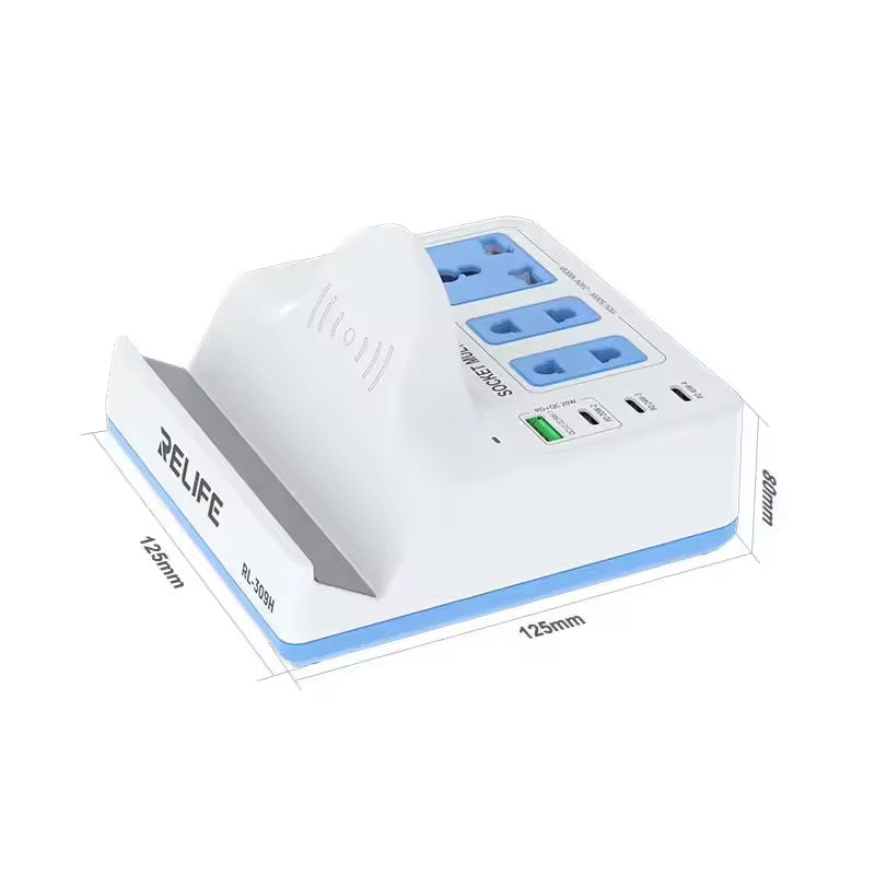 Polnilna postaja Relife RL-309H QI, 72W, 1 x USB-A - 3 x USB-C, bela