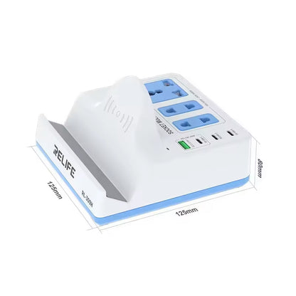 Polnilna postaja Relife RL-309H QI, 72W, 1 x USB-A - 3 x USB-C, bela
