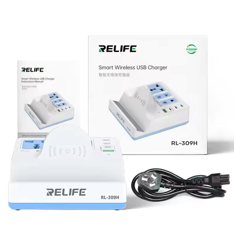 Polnilna postaja Relife RL-309H QI, 72W, 1 x USB-A - 3 x USB-C, bela
