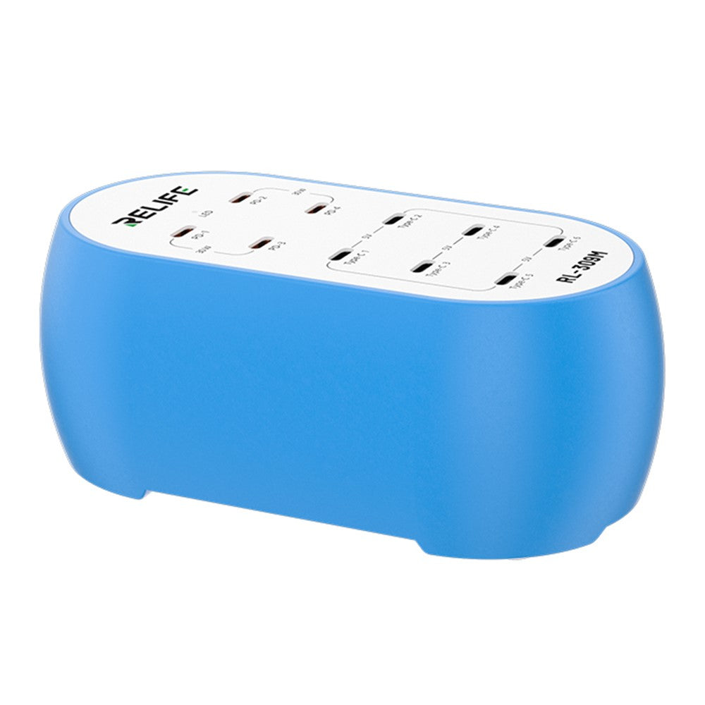 Relife RL-309M Station Charger, 72W, 10 x USB-C, Blue