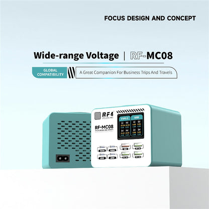 Polnilec postaje RF4 RF-MC08, 150W, 5A, 4 x USB-A - 4 x USB-C, turkizna