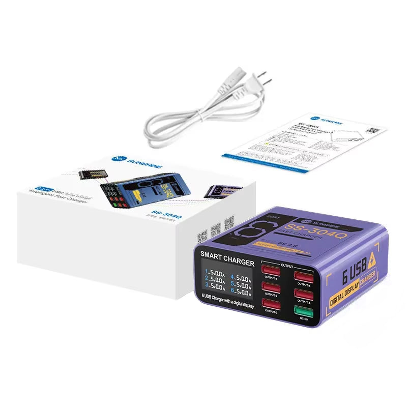 Polnilna postaja Sunshine SS-304Q, 30W, 3.5A, 6 x USB-A, Vijolična