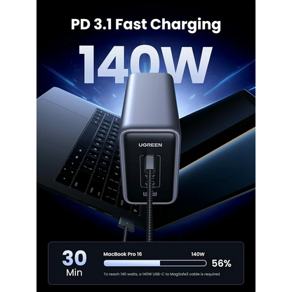 Polnilna postaja UGREEN CD333 Nexode, 300W, 5A, 1 x USB-A - 4 x USB-C, Siva, Ponovno zapakirano