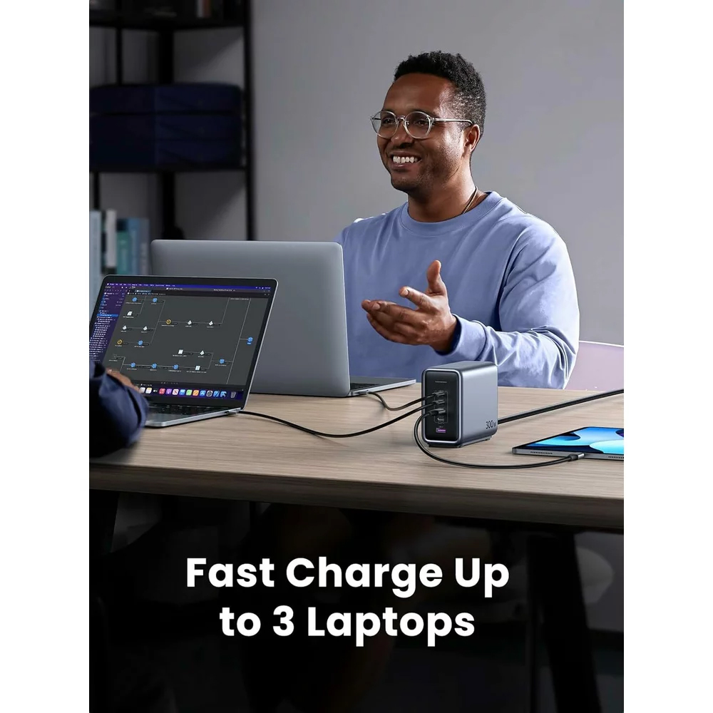 Polnilna postaja UGREEN CD333 Nexode, 300W, 5A, 1 x USB-A - 4 x USB-C, Siva, Ponovno zapakirano
