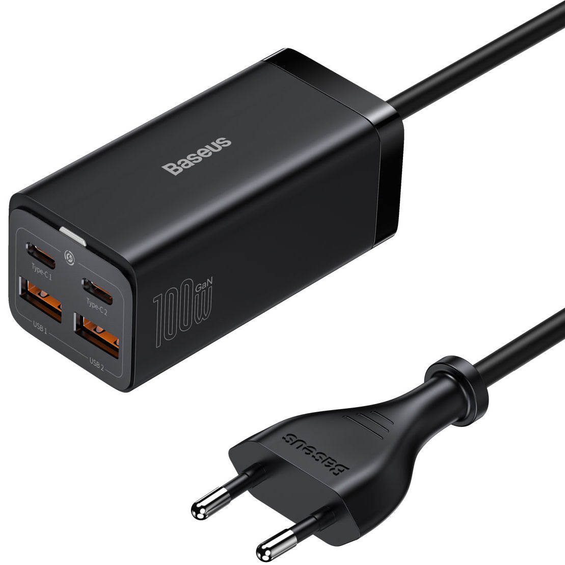 Polnilna postaja USB-C Baseus GaN3 Pro, 100W, 5A, 2 x USB-A - 2 x USB-C, črna, ponovno zapakirano CCGP000101