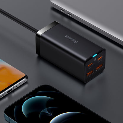 Polnilna postaja USB-C Baseus GaN3 Pro, 100W, 5A, 2 x USB-A - 2 x USB-C, črna, ponovno zapakirano CCGP000101