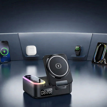 Polnilna postaja Yesido DS38 Display QI 3in1, 65W, 3A, 1 x USB-A - 2 x USB-C, Črna