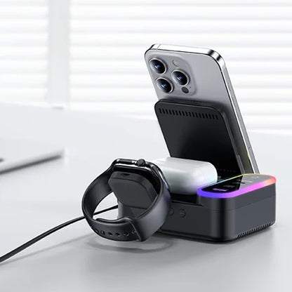 Polnilna postaja Yesido DS38 Display QI 3in1, 65W, 3A, 1 x USB-A - 2 x USB-C, Črna