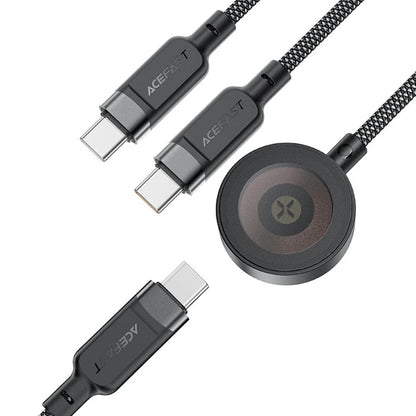 Brezžični polnilec Acefast 4v1 za Apple Watch Series, USB-C, Črn