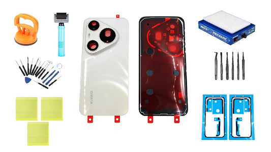 Komplet zadnjega pokrova baterije Huawei Pura 90s Pro Max Blush Gold Service Pack in namenska servisna orodja