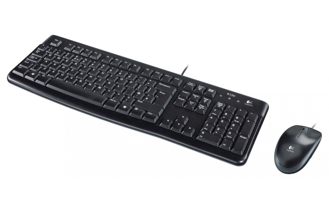 Komplet tipkovnica in miška z žično povezavo USB Logitech MK120, črna