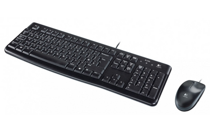 Komplet tipkovnica in miška z žično povezavo USB Logitech MK120, črna