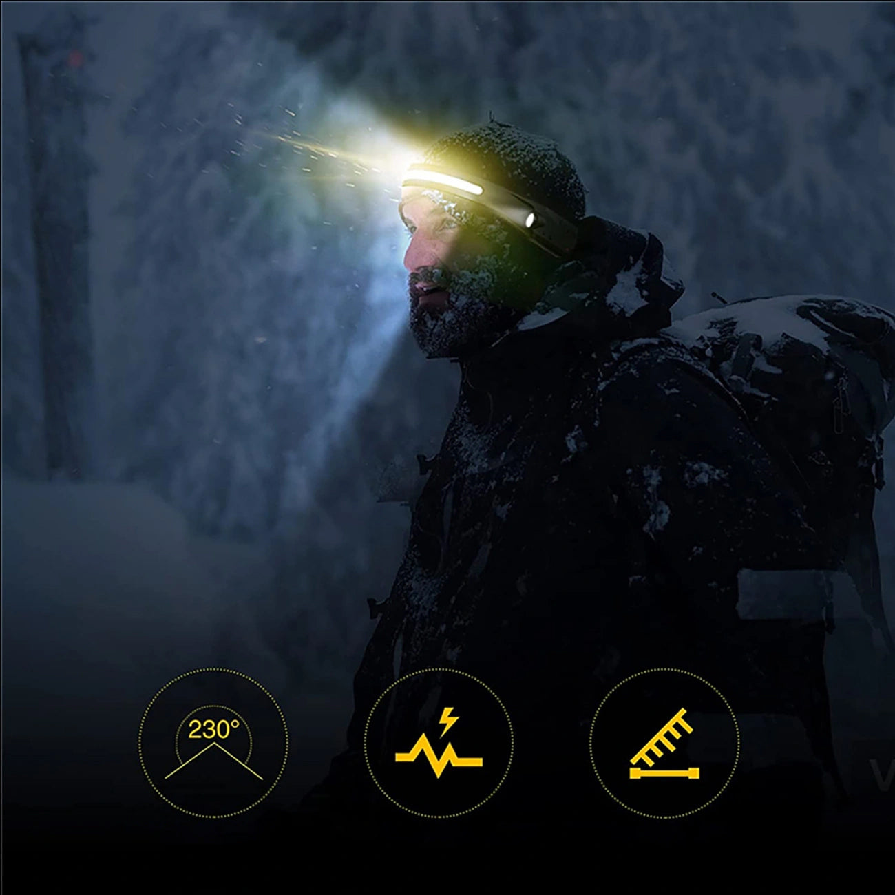 LED Headlamp WZK WLC-1200, 350lm, IPX4