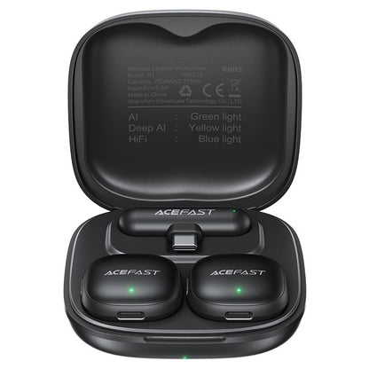 Lavalier Acefast R1, USB-C, Set 2 kosa, Črna