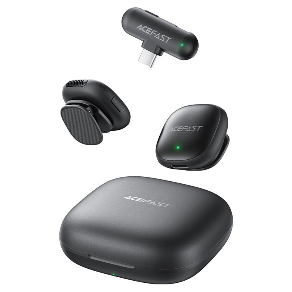 Lavalier Acefast R1, USB-C, Set 2 kosa, Črna