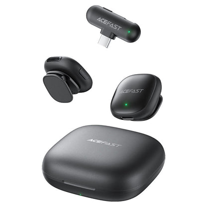Lavalier Acefast R1, USB-C, Set 2 kosa, Črna