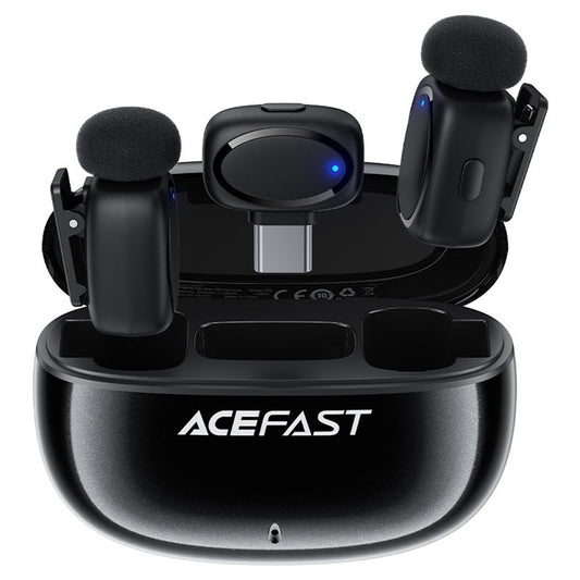 Lavalier Acefast R2, USB-C, Set 2 kosa, Črna