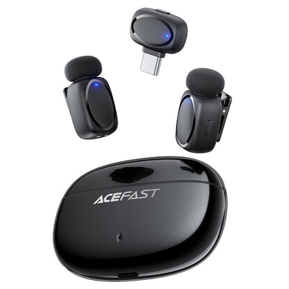 Lavalier Acefast R2, USB-C, Set 2 kosa, Črna