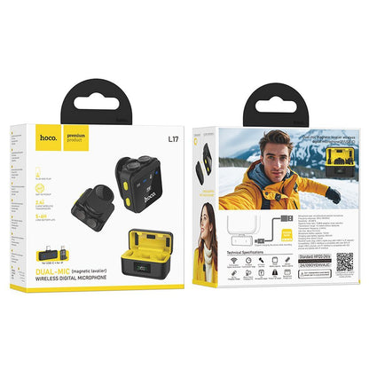 Lavalier HOCO L17, USB-C / Lightning, Set 2 kosa, Črna