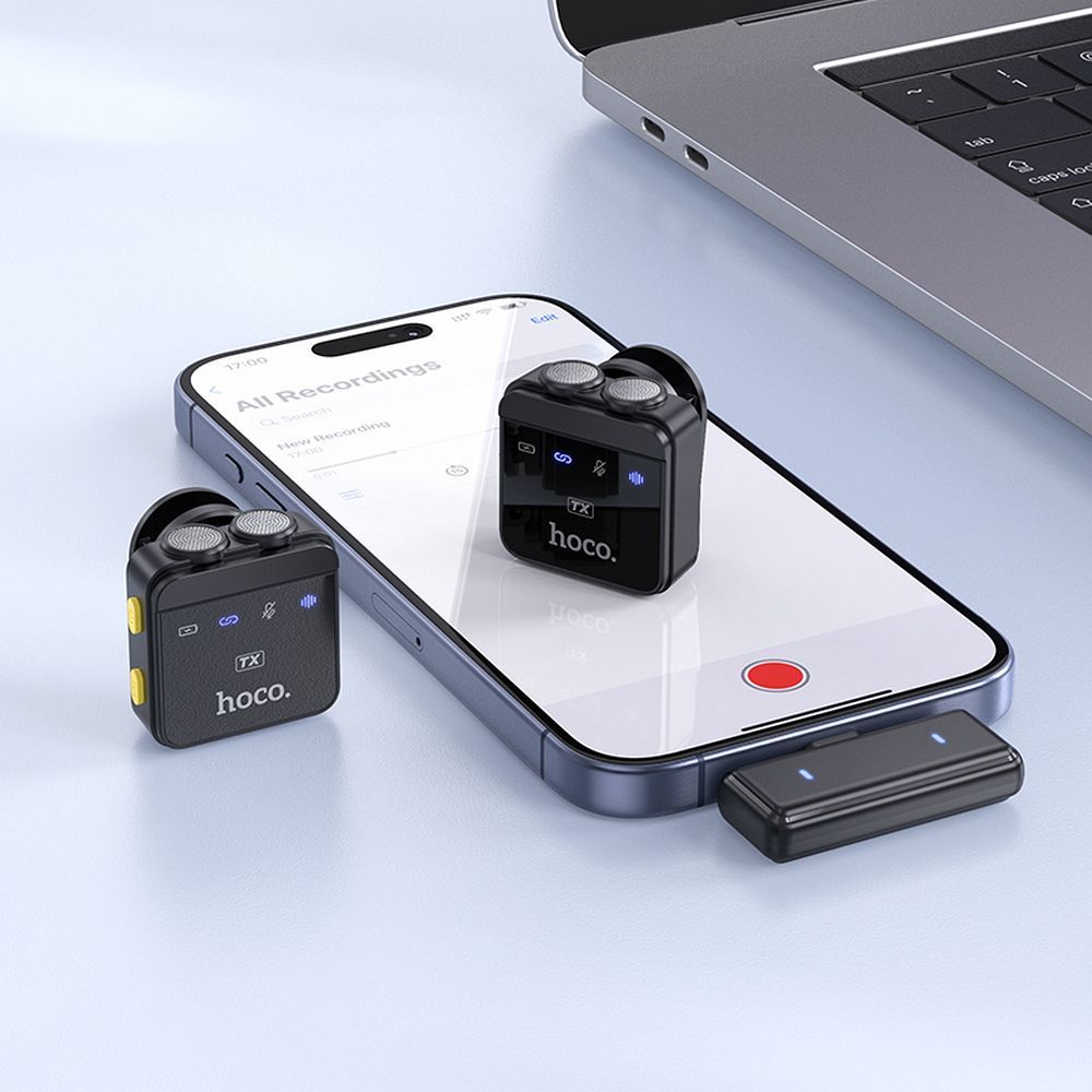 Lavalier HOCO L17, USB-C / Lightning, Set 2 kosa, Črna